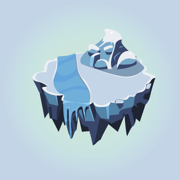 卡通等距冰岛游戏，矢量插图图片下载