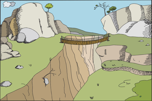 人行桥在峡谷图片下载