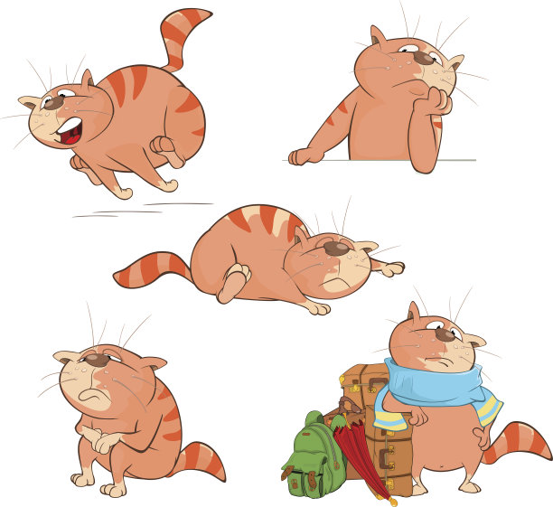 一套卡通插图可爱的猫为您设计图片下载