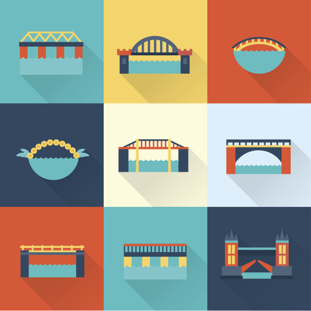 矢量桥平面图标图片下载