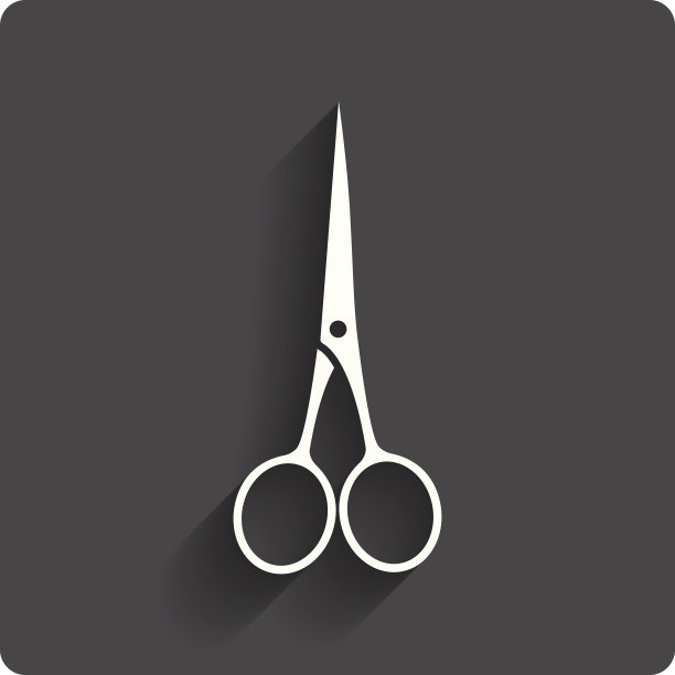 剪子理发师关闭图标。裁缝的象征。图片下载