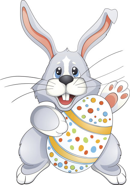 带着蛋的白色复活节兔子图片下载
