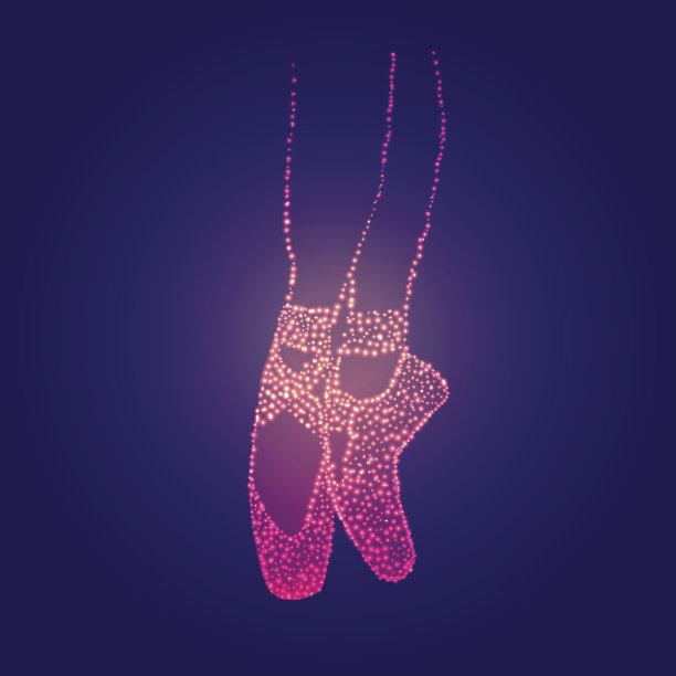 芭蕾舞鞋。矢量粉色水钻完美适合您的设计。图片下载