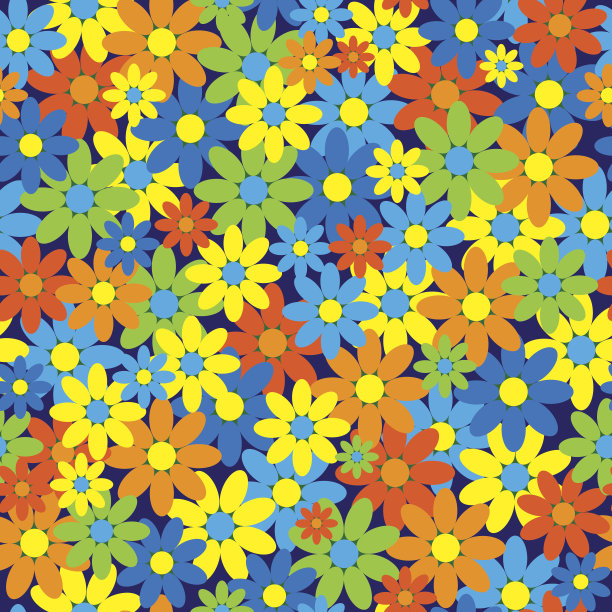 五颜六色的花朵无缝图案图片下载