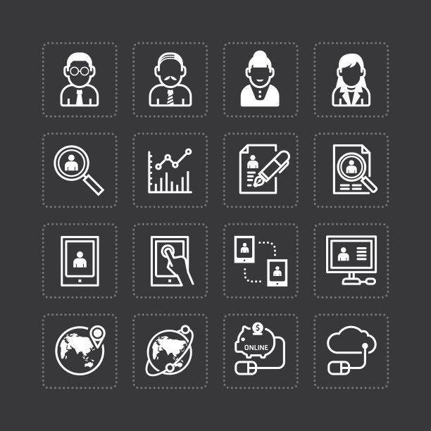 矢量平面图标集的业务财务技术大纲图片下载