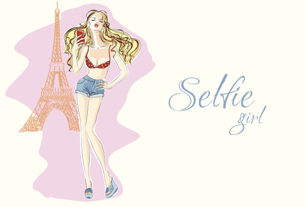 在巴黎有问题。艾菲尔铁塔附近的时尚女孩图片下载