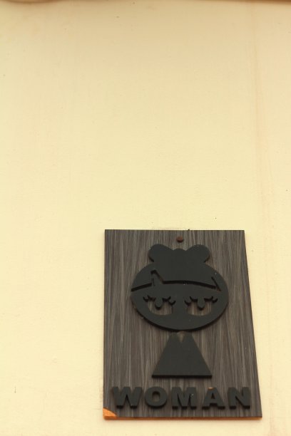 妇女厕所的老式标签上的水泥背景。图片下载