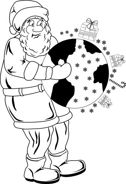 圣诞老人与地球仪图片下载