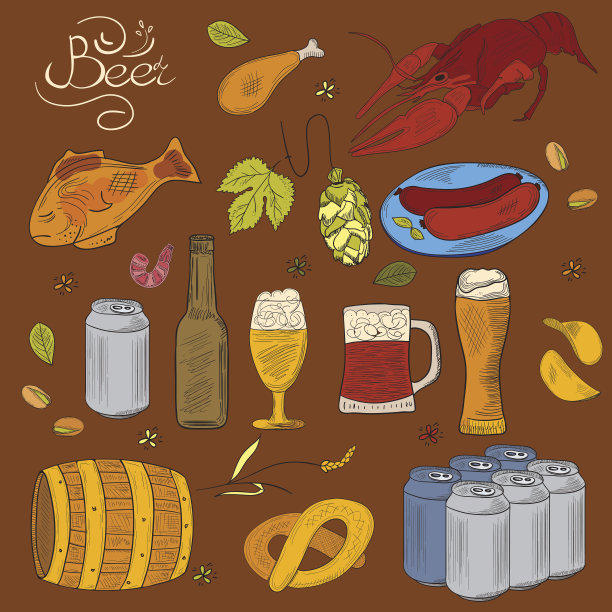 啤酒手绘涂鸦收藏图片下载