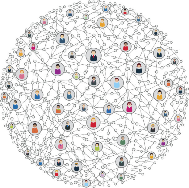 相互连接的人际社交网络插画素材图片