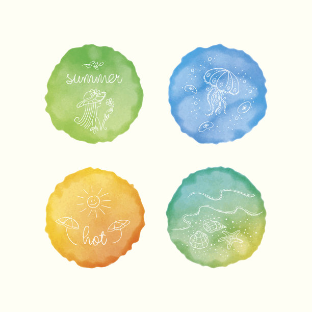 矢量水彩污渍，手绘涂鸦元素。手绘画图片下载