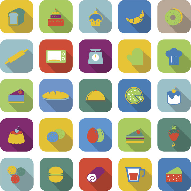 面包颜色图标与长阴影图片下载