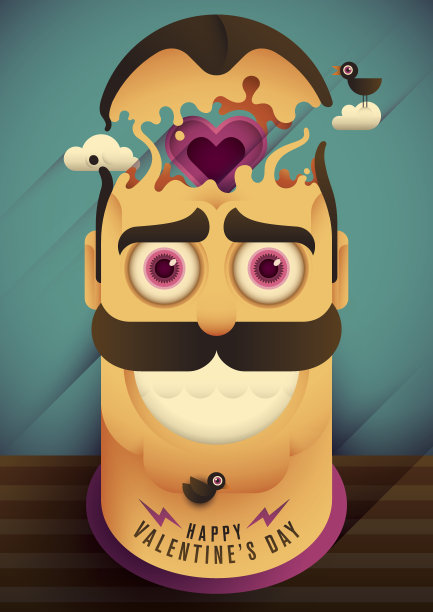 创意情人节插画。图片下载