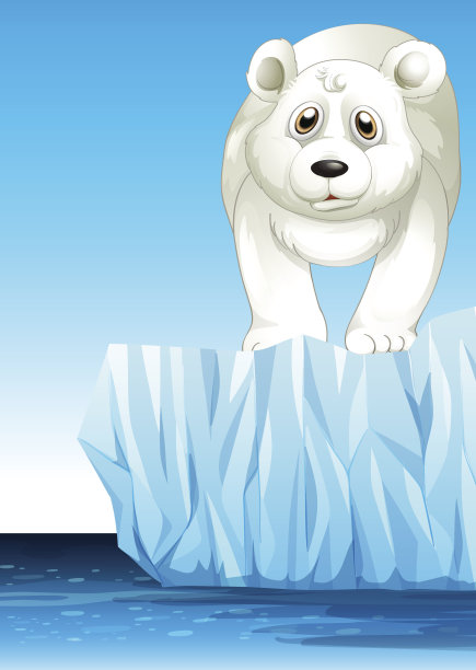 北极熊站在冰上图片下载