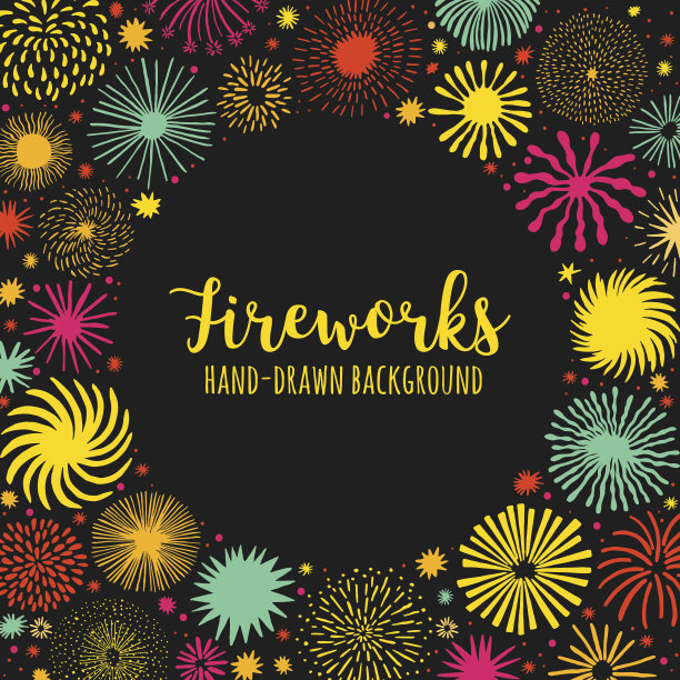 矢量彩色烟花背景，横幅素材图片