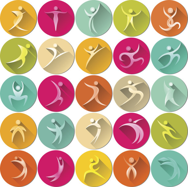 人体彩色圆形图标集图片下载