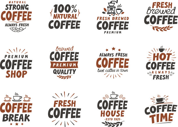 向量咖啡元素的集合。菜单符号为餐厅设计素材图片