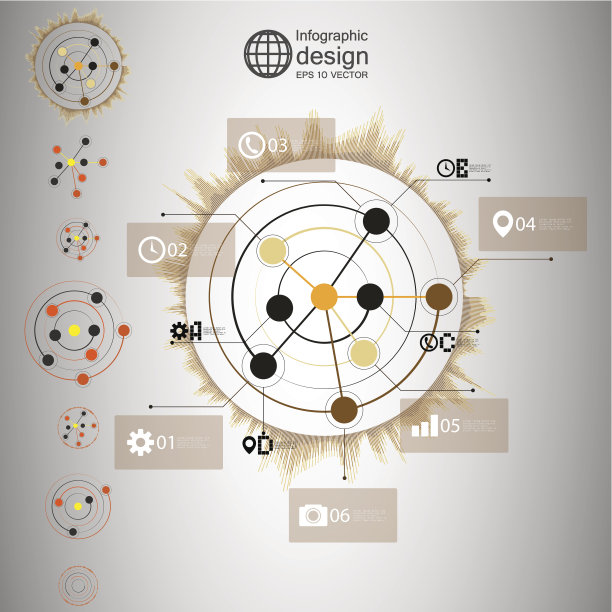 集抽象网络与圆，信息图形设计为插图图片下载