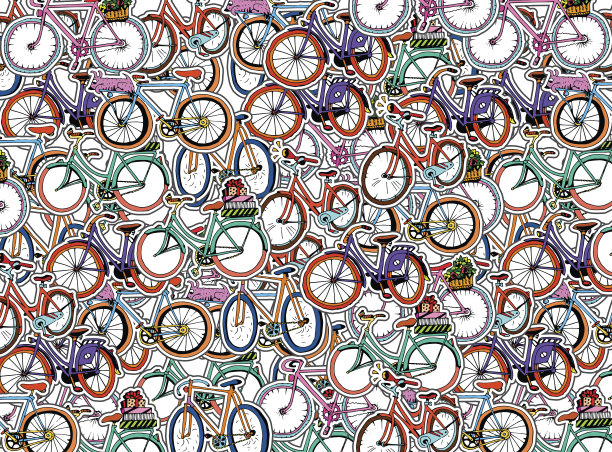 手绘纹理与复古自行车。图片下载