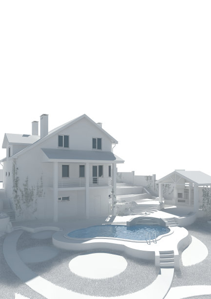 后院建筑亮点，3d渲染图片下载