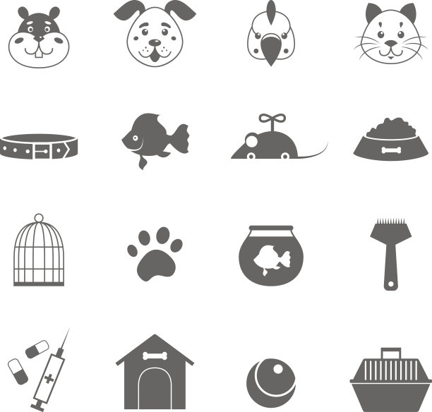 灰色宠物图标集图片下载