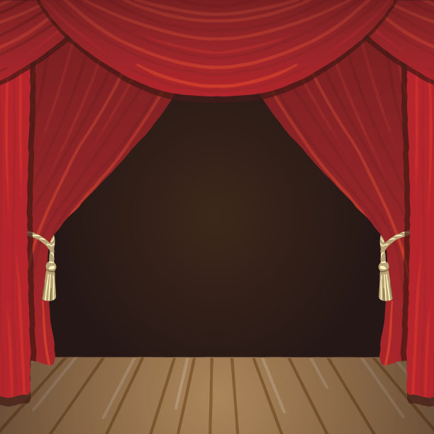 豪华猩红丝绒窗帘和窗帘红色素材图片