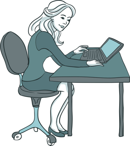 年轻女子用手提电脑工作图片下载