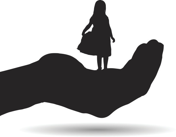 一个女孩的矢量剪影。图片下载