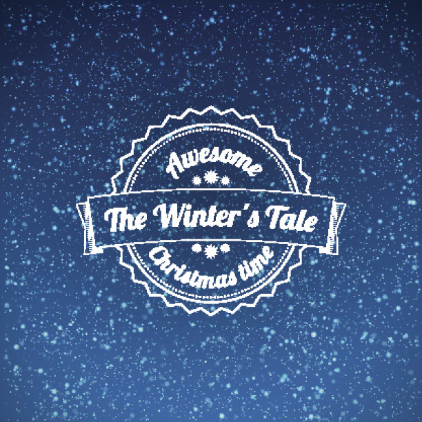 雪花插图与复古徽章图片下载