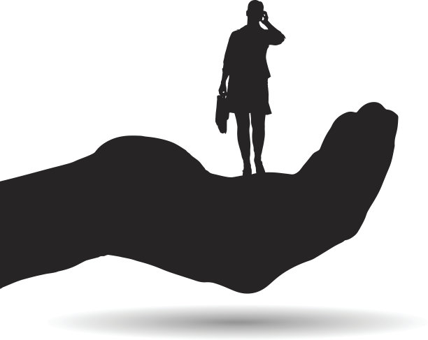 一个女商人的矢量剪影。图片下载