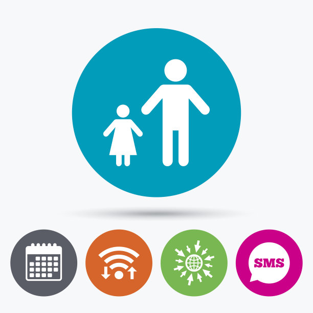 单亲家庭和一个孩子的标志图标。图片下载