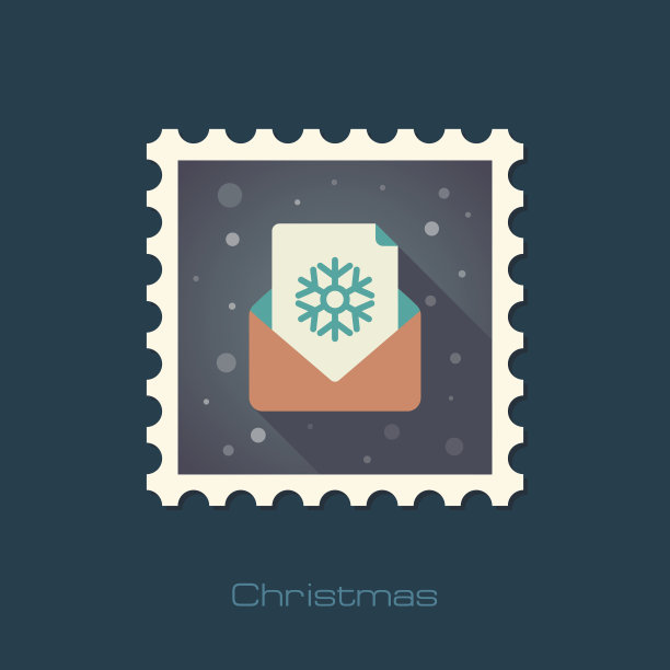 圣诞扁平邮票图片下载