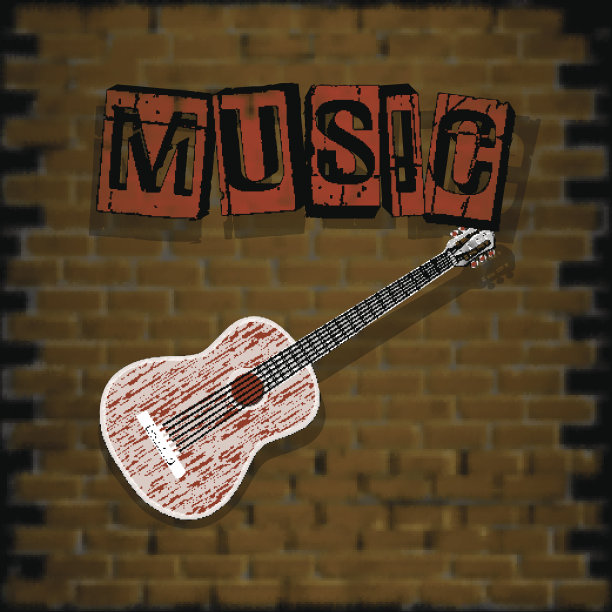 音乐背景与砖墙图片下载