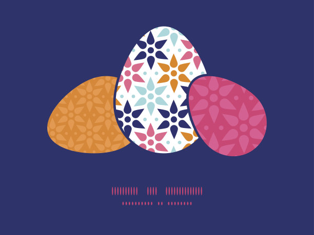 矢量抽象彩色星星三个匹配的复活节彩蛋轮廓框架图片下载