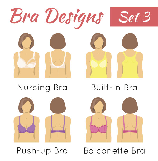 文胸设计上的女人躯干扁平图标设置图片下载