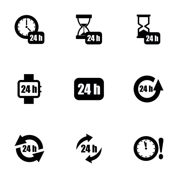 矢量图：24小时图标集图片下载