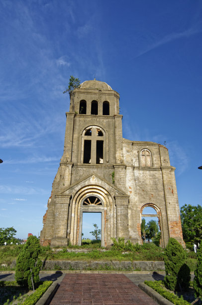 越南Tam Toa教堂尖塔的战争证据- 2014年9月图片下载