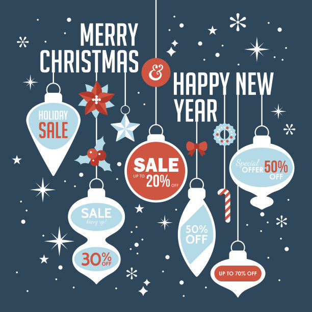 圣诞销售横幅和贴纸设计模板。图片下载