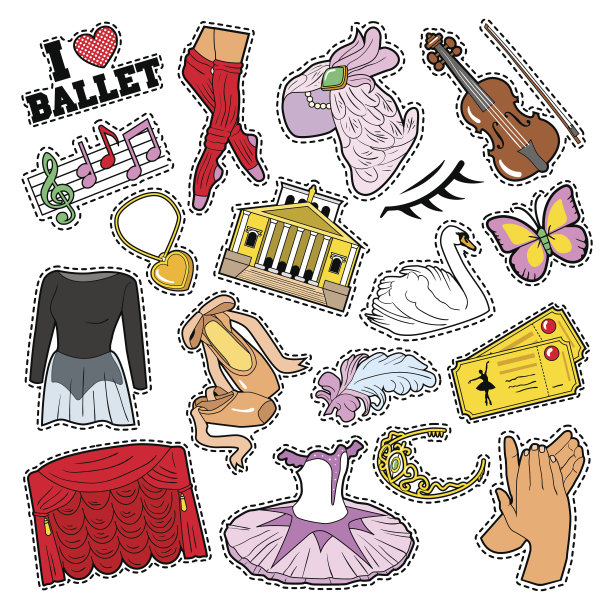 采购产品芭蕾舞贴纸，徽章，补丁图片下载