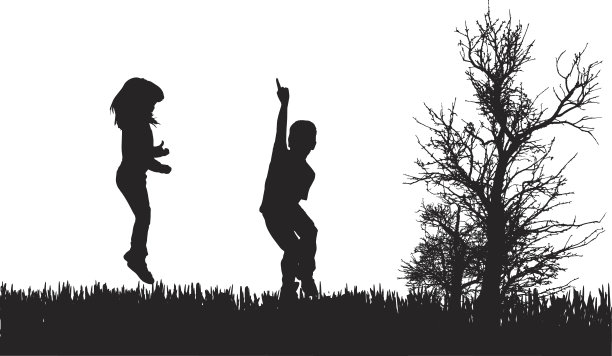 矢量剪影的孩子。图片下载