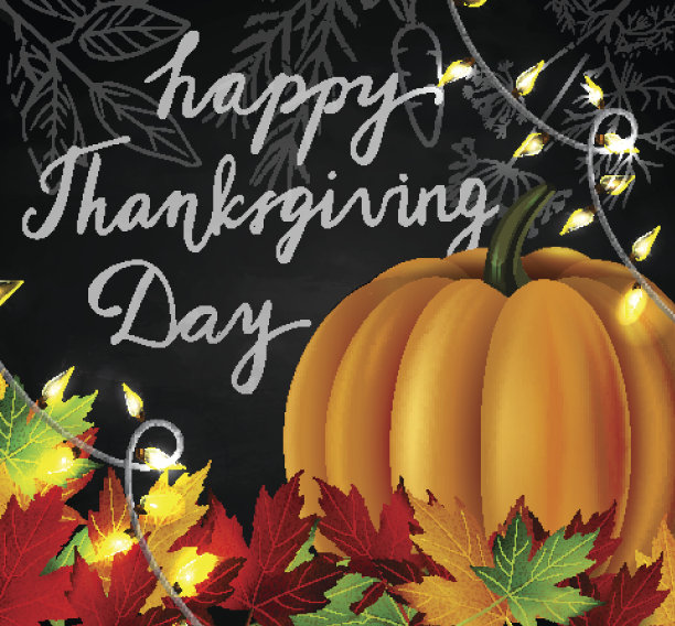 带着秋叶和南瓜的黑板图片下载