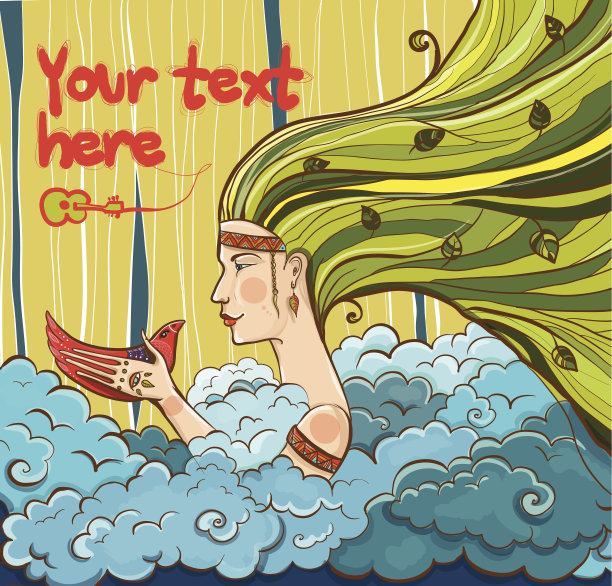 年轻的嬉皮女孩手里拿着一只鸟图片下载