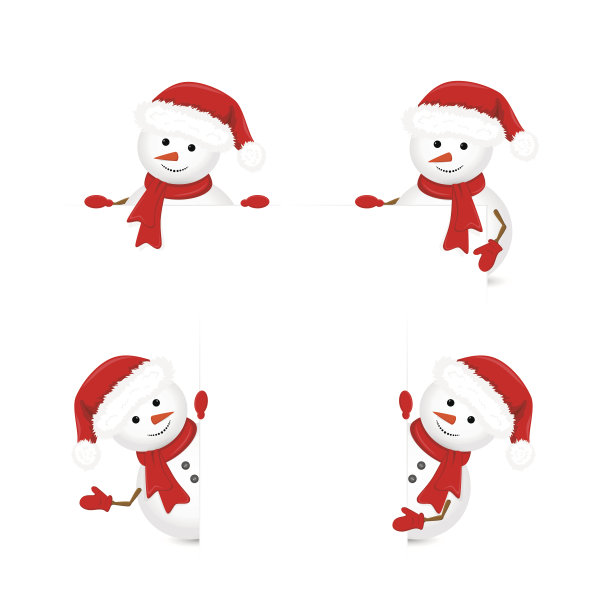 戴着圣诞帽的雪人手里拿着空白纸图片下载