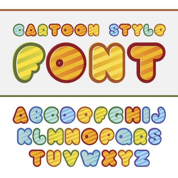 丰富多彩的卡通字体。可爱的向量字母表。婴儿图片下载