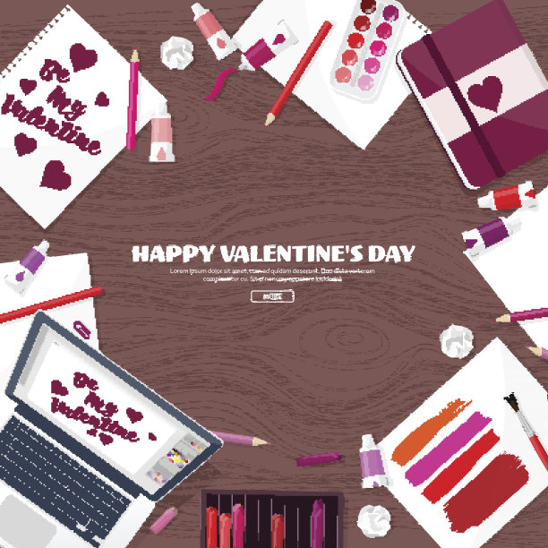 平底纸，信封。爱,心。情人节。是图片下载