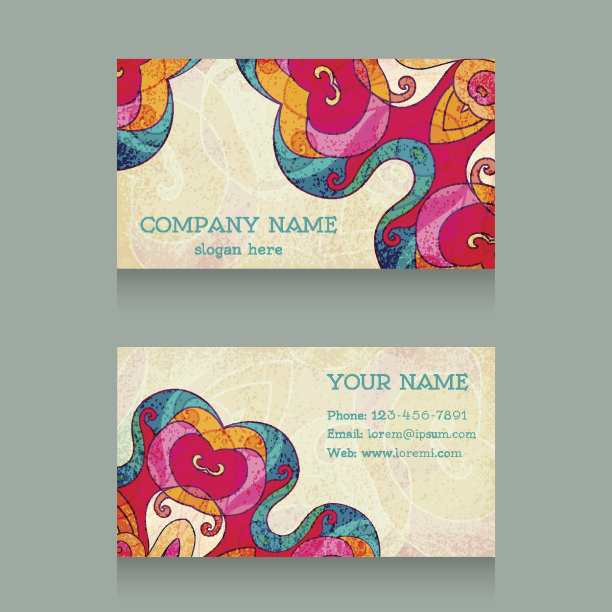 的名片。带有漩涡的复古装饰图片下载