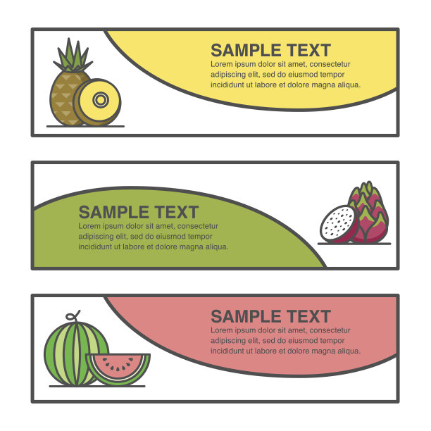 水果标签设计的菠萝，火龙果和西瓜等产品。图片下载