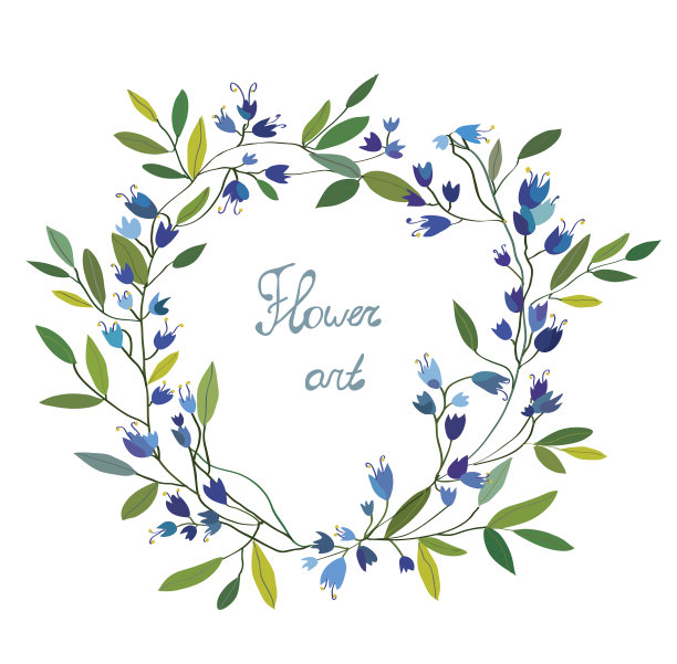 花卉花环与手绘设计图片下载