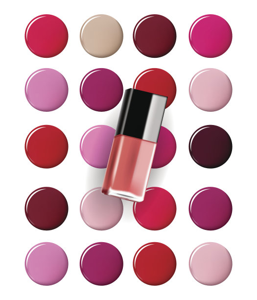 彩色点指甲油。美容化妆品背景。模板向量。图片下载