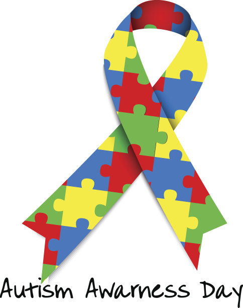 提高自闭症意识。卡片或海报模板。矢量图图片下载